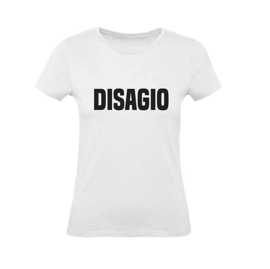 t-shirt donna bianca scritta nera disagio t-shirt donna bianca scritta nera disagio